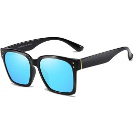 Oval Unisex Sunglasses Retro Black Drive Holiday Oval Polarized UV400 - Blue - C518R093YKE $14.00