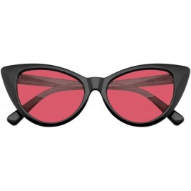 Cat Eye Retro 1990's Color Tone Fashion Mod Black Super Cat Eye Sunglasses For Women - Red - C21967Y679T $10.10