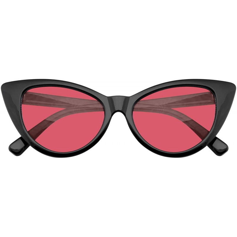 Cat Eye Retro 1990's Color Tone Fashion Mod Black Super Cat Eye Sunglasses For Women - Red - C21967Y679T $10.10