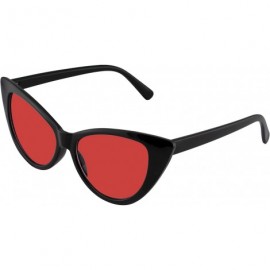 Cat Eye Retro 1990's Color Tone Fashion Mod Black Super Cat Eye Sunglasses For Women - Red - C21967Y679T $10.10