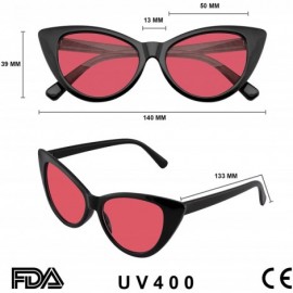 Cat Eye Retro 1990's Color Tone Fashion Mod Black Super Cat Eye Sunglasses For Women - Red - C21967Y679T $10.10