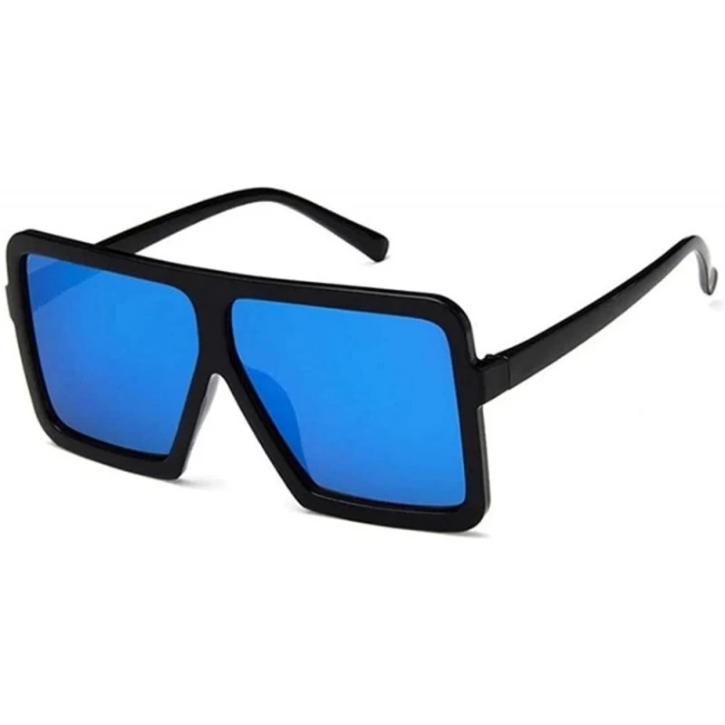 Square Fashion square oversized sunglasses - women - C5 - Black / Blue Mirror - C218XKK6UKW $10.10