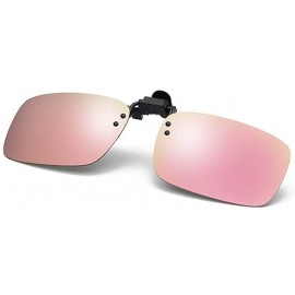 Oval Polarized Clip-on Sunglasses Anti-Glare Driving Glasses for Prescription Glasses - Pink - CA193XIETQI $9.45