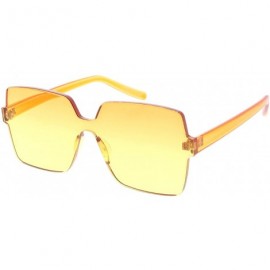 Oversized Frameless Squared Frame 80s Fashion Aviator Sunglasses - Orange - CV18UES0M34 $11.55