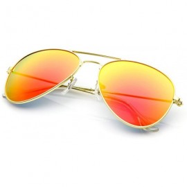 Aviator Premium Flash Mirror Lens Aviator Sunglasses (Nickel Plated Metal Frame) (Gold Fire) - CL11G13WUNR $17.39