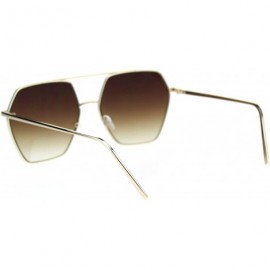 Rectangular Womens Octagonal Hippie Pimp Lens Metal Rim Mob Sunglasses - Gold Gradient Brown - CS18RT6KTRQ $10.91