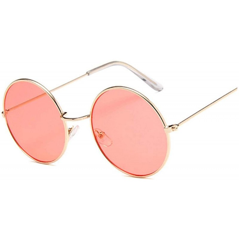 Round 2019 Retro Round Pink Sunglasses Women Brand Designer Sun Glasses Alloy Mirror Female Oculos De Sol Black - C61984AUOMU...