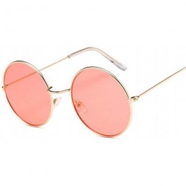 Round 2019 Retro Round Pink Sunglasses Women Brand Designer Sun Glasses Alloy Mirror Female Oculos De Sol Black - C61984AUOMU...