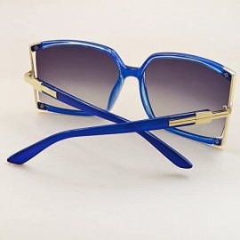 Shield Women's Oversized Sunglasses New Fashion Square Frame Sunnies Eyewear Metal Sunglasses - Blue - C211YERRZ37 $18.01