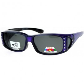 Goggle Womens Polarized Fit Over Glasses Sunglasses Rhinestone Rectangular Frame - Purple - CW185WXIG9H $13.17