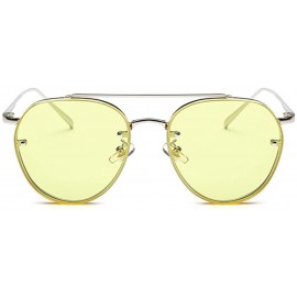 Oval Fashion Sunglasses Men Metal Frame Sun Glasses for Women Summer 2018 UV400 - Yellow - CH18DUI5XQL $12.57