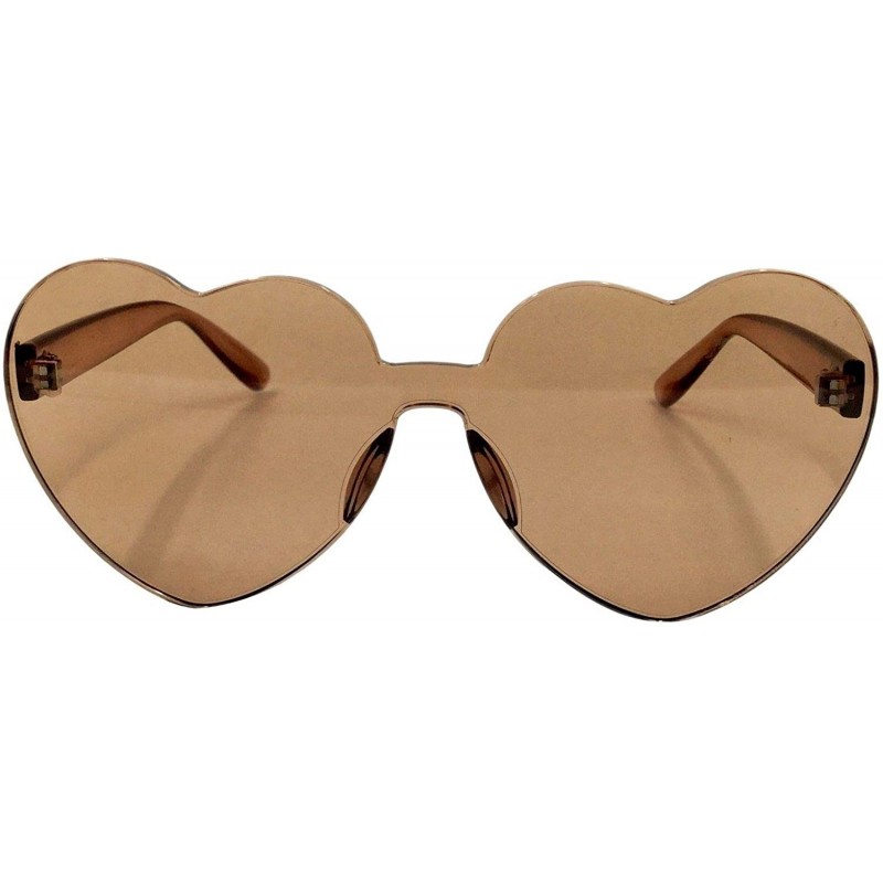 Oversized 1 Pcs Oversized Candy Color Heart Shaped Sunglasses Clear Lens Fashion - Choose Color - Brown - C418NKCOW72 $17.16