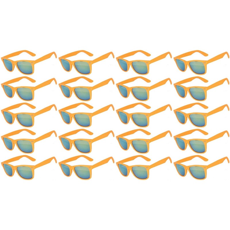 Goggle Wholesale set of 20 Pairs Mirrored Reflective Colored Lens Sunglasses Matte - 20_pack_orange_mirr - CJ12O86UFKQ $44.06