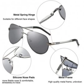 Aviator Polarized Aviator Sunglasses for Men Women Metal Frame Flat Top Sun Glasses UV Protection 63mm - Gray - CY18YZZS7RT $...