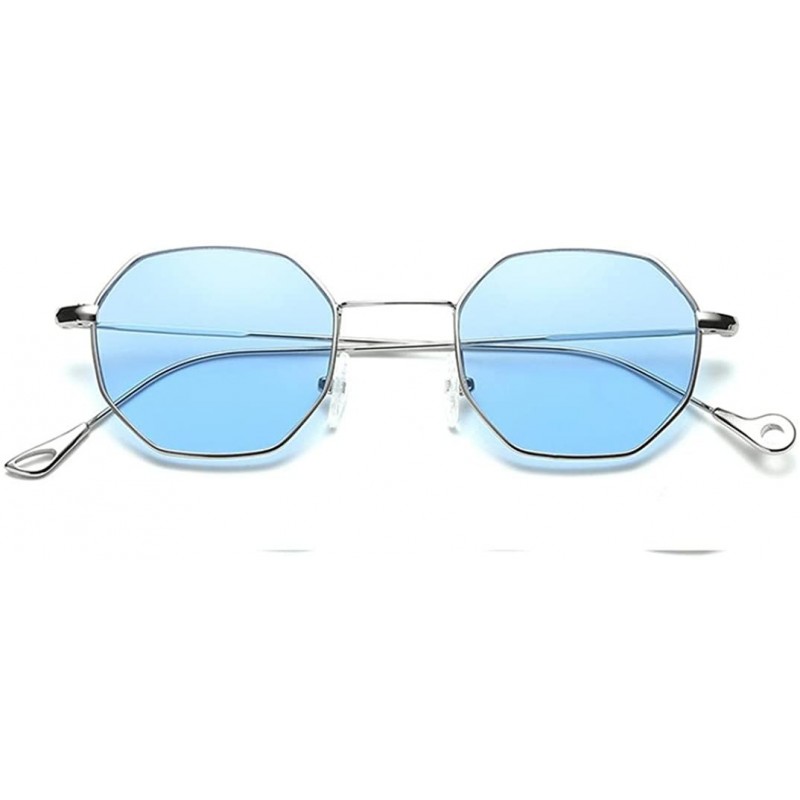 Square Hot sale!!!Womens Men Fashion Metal Irregularity Frame Glasses Brand Classic Sunglasses - Blue - CP180OXS6OI $8.93