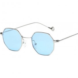 Square Hot sale!!!Womens Men Fashion Metal Irregularity Frame Glasses Brand Classic Sunglasses - Blue - CP180OXS6OI $8.93