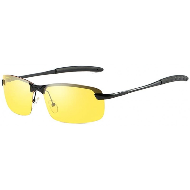 Goggle HD Polarized Night Vision Sunglasses For Men (Black- Yellow) - Black - CA18CGGIZX3 $13.66