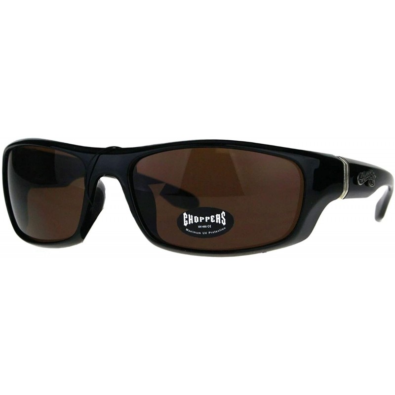 Wrap Sunglasses Mens Wrap Around Biker Fashion Shades UV 400 Black - Black - CU189NULO5K $11.66