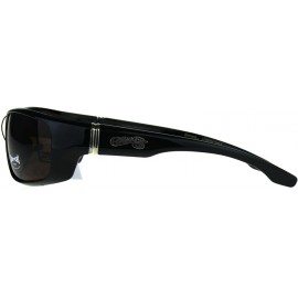 Wrap Sunglasses Mens Wrap Around Biker Fashion Shades UV 400 Black - Black - CU189NULO5K $11.66