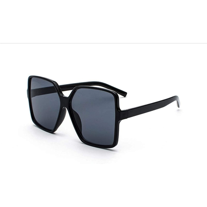 Square Oversized Square Sunglasses for Women Men Flat Top Shades Sunglasses - Black Frame/Black Lens - C618ROLOSTE $9.92