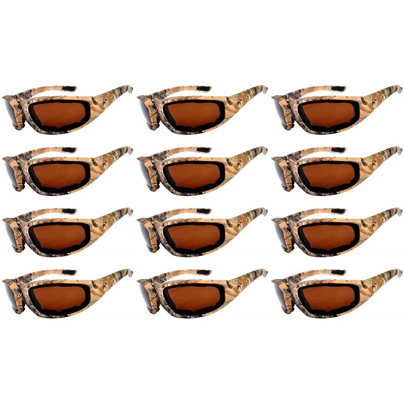 Sport 12 Pieces Per Case Wholesale Lot Motorcycle CAMO Padded Foam Sport Glasses - 12-moto-camo3-brown - C618CWT7RIA $42.86