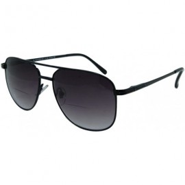 Square Miami Square Retro Aviator Bifocal Sunglasses Set - Pewter - CP18G76I940 $17.13