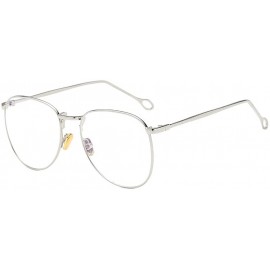 Round Men Women Nearsighted Glasses Anti-radiation Computer Simple Glasses - Silver - CV1978HEX8O $20.20