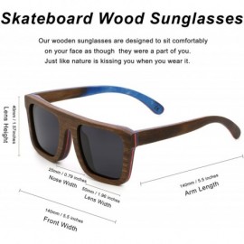 Square Mens Sunglasses Polarized Skateboard Wood Eyewear for Women UV Protection with Case - Coffee Frame/Gray Lens - CB18425...