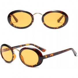 Oval Women Fashion Fancy Retro Eyeglasses Party Eyewear Classic Oval Sunglasses - Leopard/Yellow - CP1805TWW2M $9.05