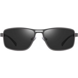 Round Polarized Sunglasses for Men Square Metal Frame 8043 - Black - C8194TH84K7 $11.73