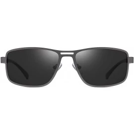 Round Polarized Sunglasses for Men Square Metal Frame 8043 - Black - C8194TH84K7 $11.73