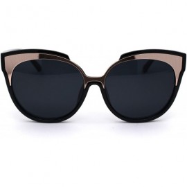 Rectangular Womens Retro Oversize Cat Eye Horn Rim Chic Sunglasses - Black Gold Black - CW18WRDNDYC $14.96