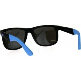 Rectangular Polarized Kush Mens Rectangular Color Mirror Lens Sport Horn Rim Sunglasses - Black Blue - CA18DLLWNHT $15.47