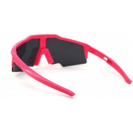 Rectangular Mens XL Oversize Shield Robotic Plastic Sport Sunglasses - Pink Black - C21969XOMYT $12.75