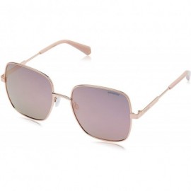 Square Women's PLD6060/S Square Sunglasses - Gold Pink/Polarized Gray Rose Gold - 57mm - CI18II7MXDT $45.78