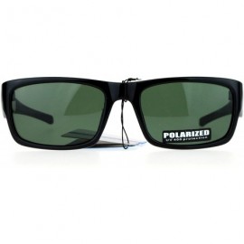 Rectangular Polarized Lens Sunglasses Mens Small Rectangular Classic Plastic Frame - Black (Dark Green) - C81882ZONWK $11.53