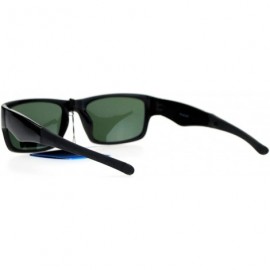 Rectangular Polarized Lens Sunglasses Mens Small Rectangular Classic Plastic Frame - Black (Dark Green) - C81882ZONWK $11.53