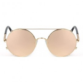 Oversized Flip up Retro Circle Women Sunglasses Vintage Steampunk Glasses LS8168 - Pink - C512NA3LI7I $14.82