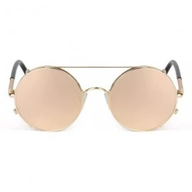 Oversized Flip up Retro Circle Women Sunglasses Vintage Steampunk Glasses LS8168 - Pink - C512NA3LI7I $14.82