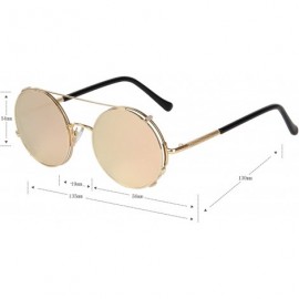 Oversized Flip up Retro Circle Women Sunglasses Vintage Steampunk Glasses LS8168 - Pink - C512NA3LI7I $14.82