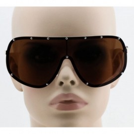 Shield Oversize XXL Huge Large Shield Wrap Big Mask Polarized Sunglasses - Brown - CV17XMHAAO3 $7.25