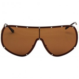 Shield Oversize XXL Huge Large Shield Wrap Big Mask Polarized Sunglasses - Brown - CV17XMHAAO3 $7.25