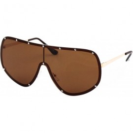 Shield Oversize XXL Huge Large Shield Wrap Big Mask Polarized Sunglasses - Brown - CV17XMHAAO3 $7.25