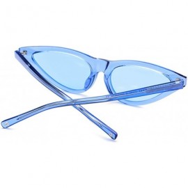 Cat Eye Acetate Polarized Sunglasses Transparent Cat Eye Sun Glasses for Women 9115 - Blue - CQ18NEMHOTT $34.43