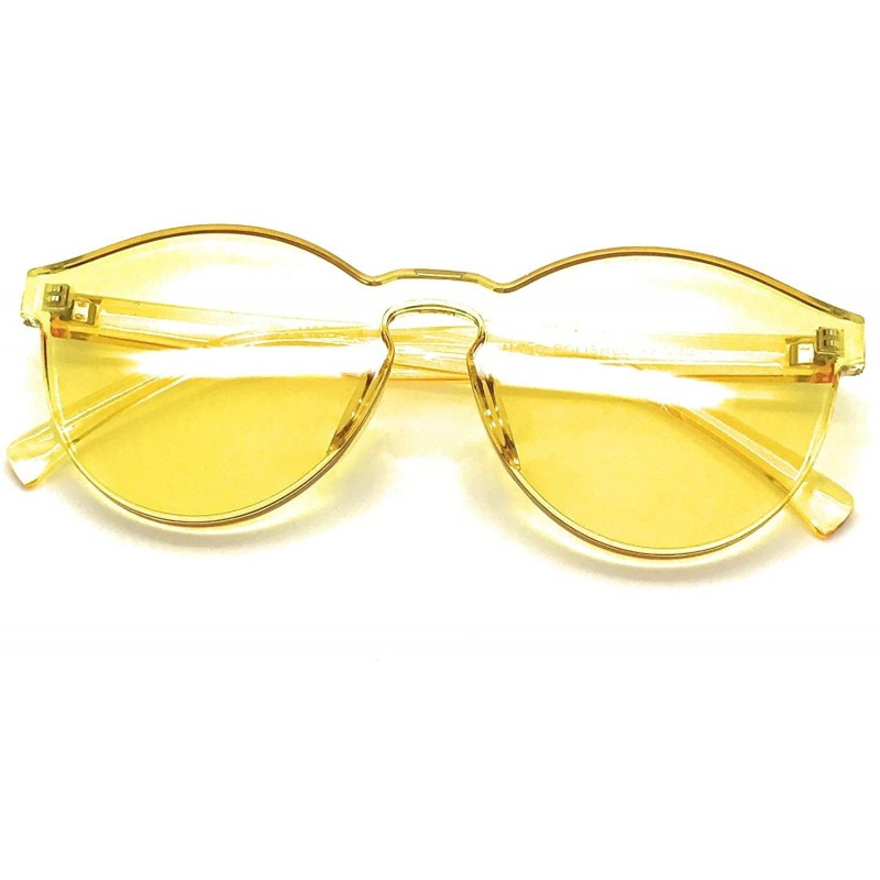 Rimless One Piece PC Lens Rimless Ultra-Bold Colorful Mono Block Sunglasses - Yellow - CY17YY2E06D $10.85