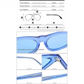 Cat Eye Acetate Polarized Sunglasses Transparent Cat Eye Sun Glasses for Women 9115 - Blue - CQ18NEMHOTT $34.43