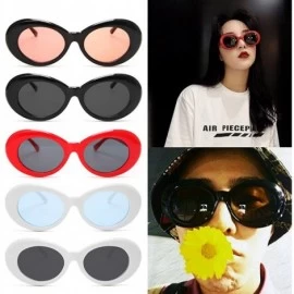 Round Retro Unisex Sunglasses UV400 - Resin Oval Lens + Plastic Frame Clout Goggles - Red&gray - CK1882HSSKT $10.89