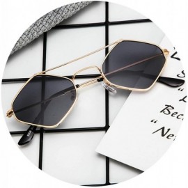 Oversized Vintage style Rhombus Sunglasses for Unisex Metal PC UV 400 Protection Sunglasses - Gold Grey - CJ18T2TN8L0 $17.01