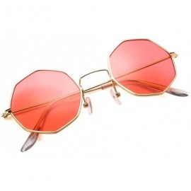 Round Small Metal Octagon Frame Sunglasses for Women and Men UV400 - Gold Yellow - CP198CA7668 $12.34