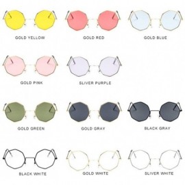 Round Small Metal Octagon Frame Sunglasses for Women and Men UV400 - Gold Yellow - CP198CA7668 $12.34